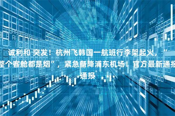 诚利和 突发！杭州飞韩国一航班行李架起火，“整个客舱都是烟”，紧急备降浦东机场！官方最新通报