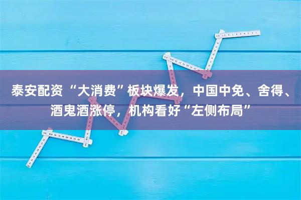 泰安配资 “大消费”板块爆发，中国中免、舍得、酒鬼酒涨停，机构看好“左侧布局”